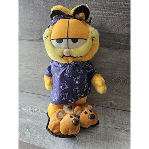 Vintage Garfield PJ Pookie Slippers Bedtime 16" Plush Bedtime Pajama Night Cap